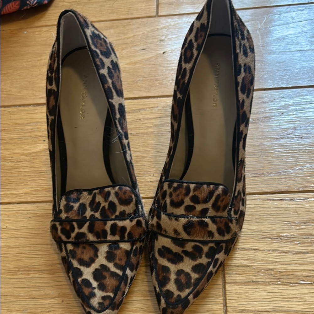 Ann Taylor Leopard Print (hair calf) Women's Heeled Loafers 7.5 Never Worn